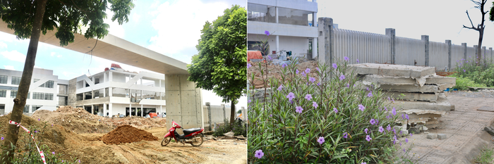 Toàn bộ Trường Trung học phổ thông Phúc Thịnh vẫn đang trong quá trình hoàn thiện, vật liệu xây dựng chất ngổn ngang nhưng vẫn được giao tuyển 450 học sinh cho năm học này. Ảnh chụp ngày 25/7/2025. (Ảnh: Doãn Nhàn) image-1.png