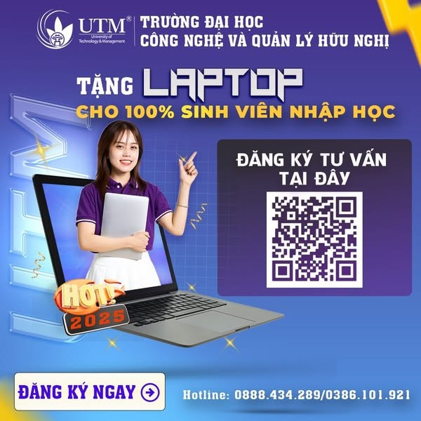 Tân sinh viên năm học 2025 được tặng Laptop khi theo học tại Trường Đại học UTM. Tân sinh viên năm học 2025 được tặng Laptop khi theo học tại Trường Đại học UTM.