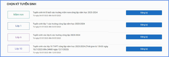 Cổng thông tin tuyển sinh đầu cấp của thành phố Hà Nội được thiết kế khoa học, thông tin hướng dẫn rõ ràng giúp sử dụng và tra cứu dễ dàng. Ảnh: chụp màn hình. 4.png