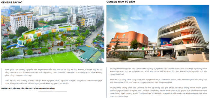 Website của nhà trường không rõ các thông số về cơ sở vật chất như trong quy định Thông tư 36. Ảnh: chụp màn hình. vat-chat.png