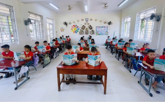 Tiết học môn Tiếng Việt cùng sách giáo khoa Cánh Diều tại Trường Tiểu học Thạch Hạ (Hà Tĩnh). Ảnh: NVCC. img-4419.jpg
