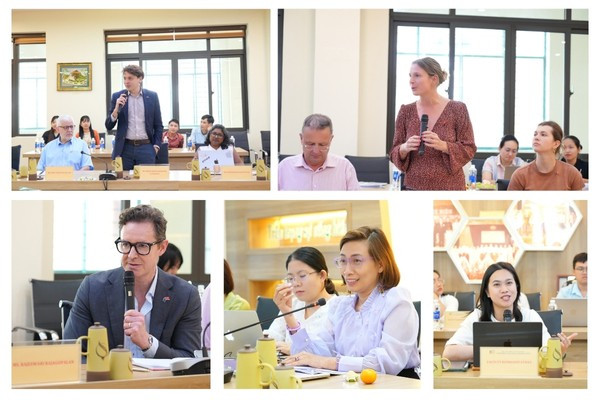 Các học giả chia sẻ ý kiến tại buổi trao đổi chuyên môn. Ảnh: Website nhà trường. cac-dai-bieu-thao-luan.jpg