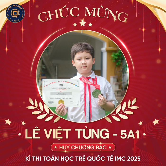 Lê Việt Tùng - học sinh lớp 5A1 cũng mang về Huy chương Bạc. Ảnh: NTCC. 528460508-1314037600730292-4647671042413601695-n.jpg