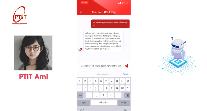 Ami - người bạn ảo của sinh viên PTIT. Ảnh: Website nhà trường. 1.png