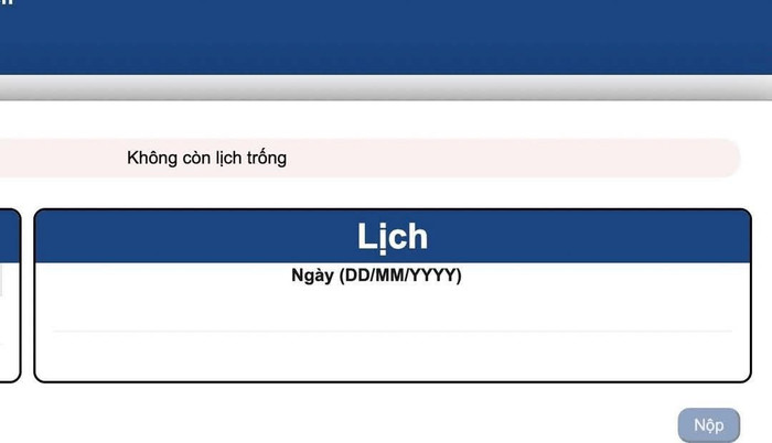 Trang đặt lịch hẹn xin visa Mỹ đã thông báo không còn lịch phỏng vấn từ 28/05. Ảnh chụp màn hình. 500765925-1800142004219035-5566566642136053935-n.jpg