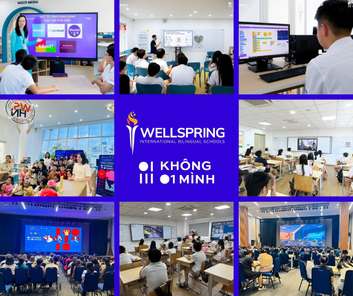 Wellspring tổ chức đa dạng các hoạt động nâng cao năng lực số, hướng tới kiến tạo thế hệ công dân số chủ động – nơi công nghệ được sử dụng có trách nhiệm, sáng tạo và hướng tới cộng đồng. Ảnh: NTCC. banner-bao-1.jpg