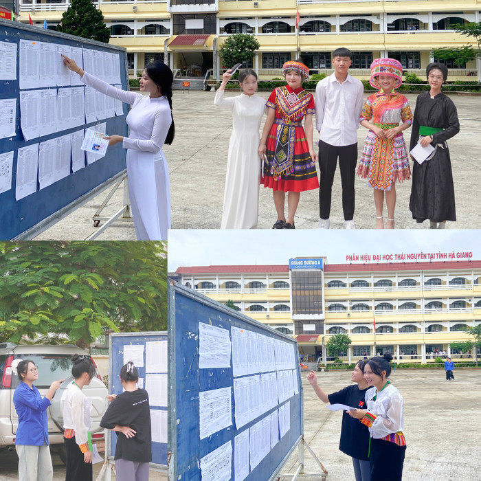 Thí sinh đăng ký vào ngành Giáo dục Mầm non, Giáo dục Tiểu học của Phân hiệu Đại học Thái Nguyên tại Hà Giang tham gia kỳ thi năng khiếu. Ảnh: Website nhà trường. 518276927-1170971681734820-1599290792926937553-n.jpg
