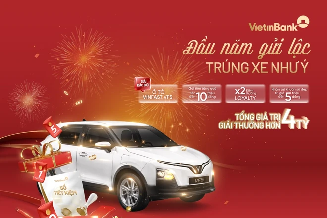 Cơ hội trúng ô tô điện VinFast VF5 khi gửi tiết kiệm đầu năm 2026 tại VietinBank