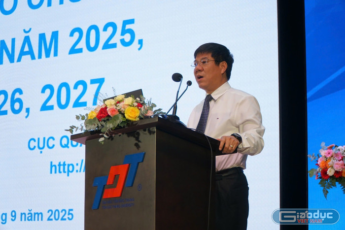 Cục trưởng Cục Quản lý chất lượng, Bộ Giáo dục và Đào tạo Huỳnh Văn Chương phát biểu. Ảnh: V.D gdvn-cuctruongchuong.jpg