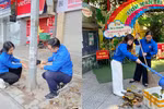Đoàn Thanh niên phường Phương Liệt ra quân hưởng ứng “Ngày Chủ nhật Xanh” để bảo vệ môi trường. Ảnh NVCC.