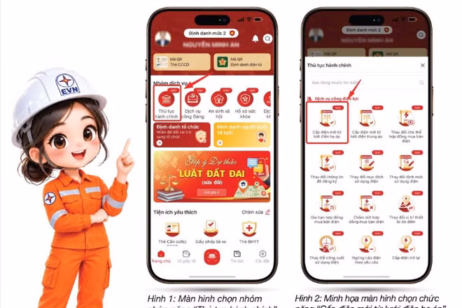 Hướng dẫn thực hiện dịch vụ công điện lực trên VneID 
