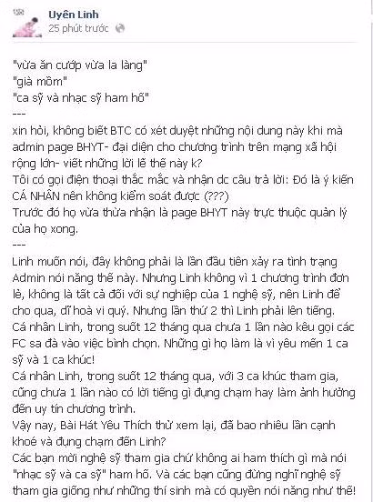 Uyên Linh đã kịp đọc được và đáp trả ngay lập tức. Uyên Linh đã kịp đọc được và đáp trả ngay lập tức.