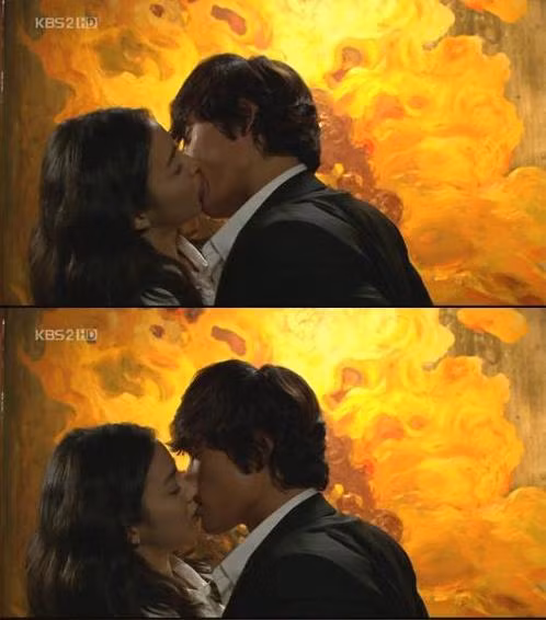 Nụ hôn lửa đốt của Kim Tae Hee và Lee Byung Hun.