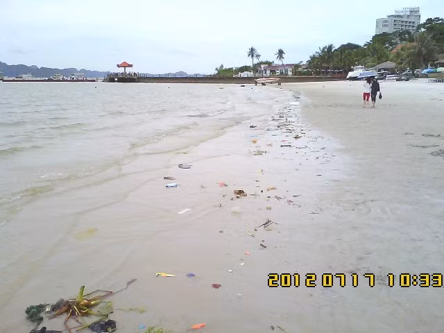 Rác kín bờ biển...
