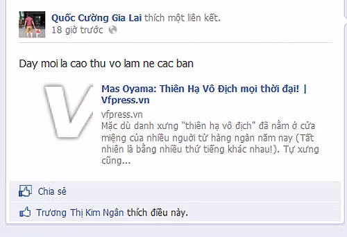 Trước tin đồn đã qua đời, đại gia Quốc Cường Gia Lai vẫn cập nhật trang cá nhân bình thường.