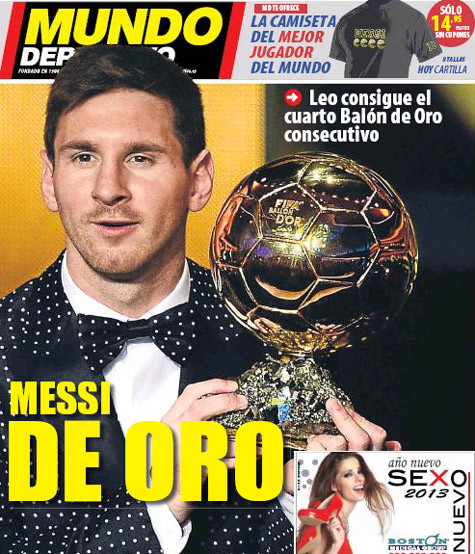 Messi giành QBV thứ tư. Messi giành QBV thứ tư.