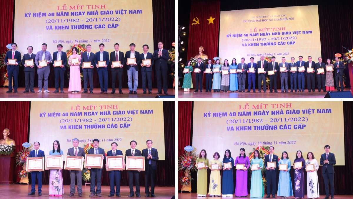 Trường Đại học Sư phạm Hà Nội tổ chức khen thưởng cho các tập thể, cá nhân có thành tích xuất sắc trong năm học vừa qua. Ảnh: Doãn Nhàn Trường Đại học Sư phạm Hà Nội tổ chức khen thưởng cho các tập thể, cá nhân có thành tích xuất sắc trong năm học vừa qua. Ảnh: Doãn Nhàn