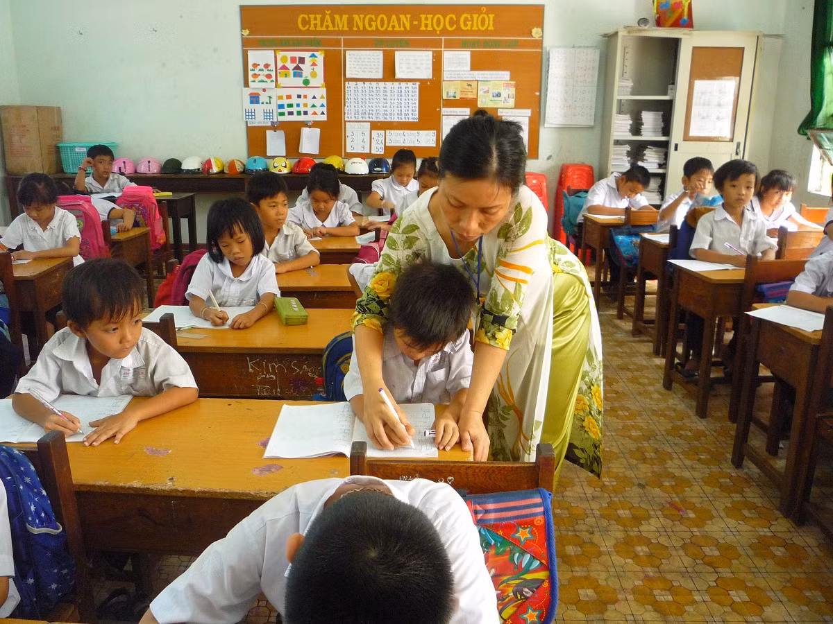 Học sinh lớp 1 tại Bình Thuận (Ảnh: Phan Tuyết)