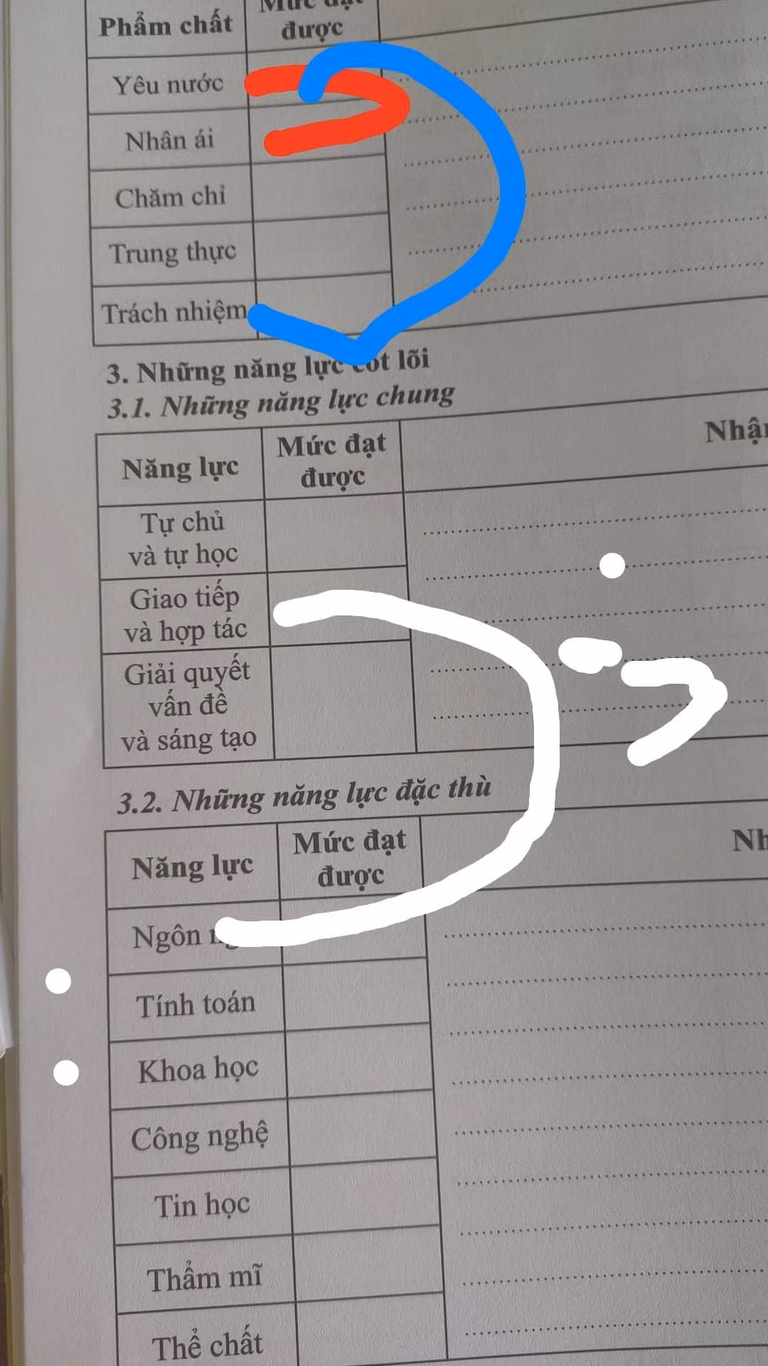 Nhiều mục yêu cầu nhận xét khá trùng lặp về ý (Ảnh tác giả)