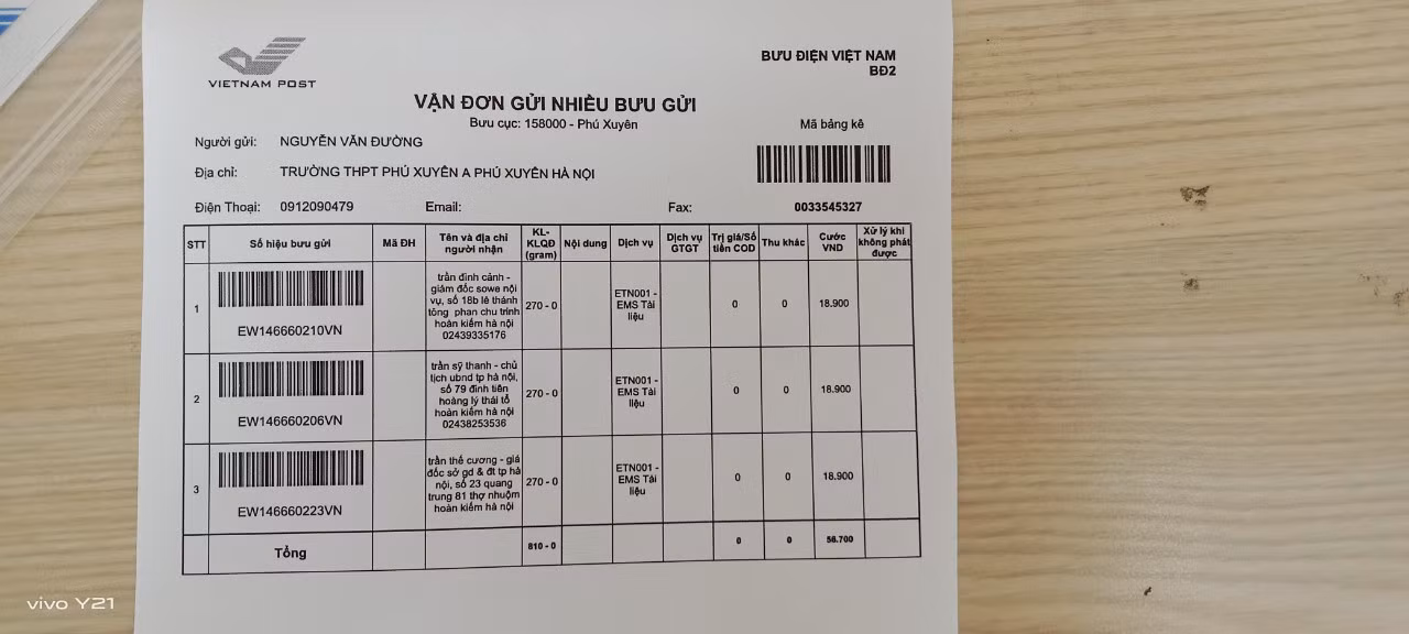Thầy Đường cho biết, đã gửi tâm thư tới Chủ tịch Ủy ban nhân dân Thành phố Hà Nội, Sở Nội vụ Hà Nội, Sở Giáo dục và Đào tạo Hà Nội. Ảnh: Thầy Đường cung cấp Thầy Đường cho biết, đã gửi tâm thư tới Chủ tịch Ủy ban nhân dân Thành phố Hà Nội, Sở Nội vụ Hà Nội, Sở Giáo dục và Đào tạo Hà Nội. Ảnh: Thầy Đường cung cấp