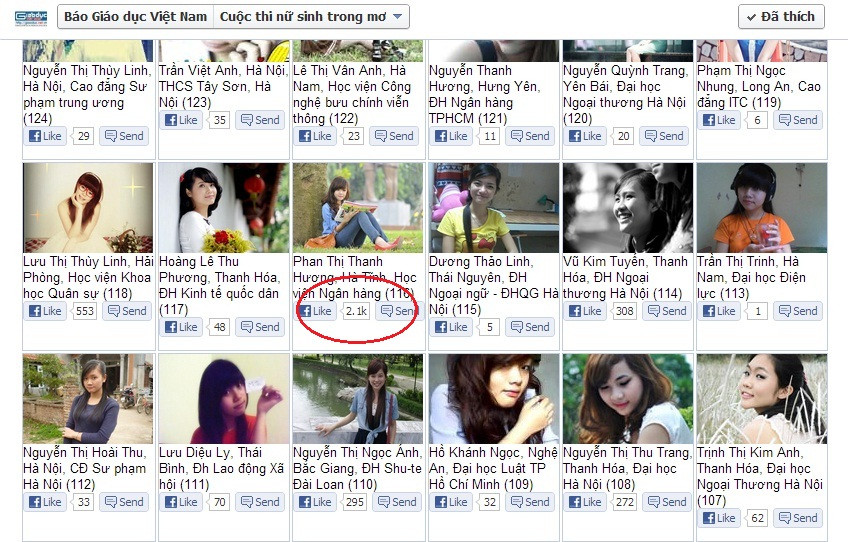 Phan Thị Thanh Hương vượt hơn 2000 Like trên facebook. Phan Thị Thanh Hương vượt hơn 2000 Like trên facebook.