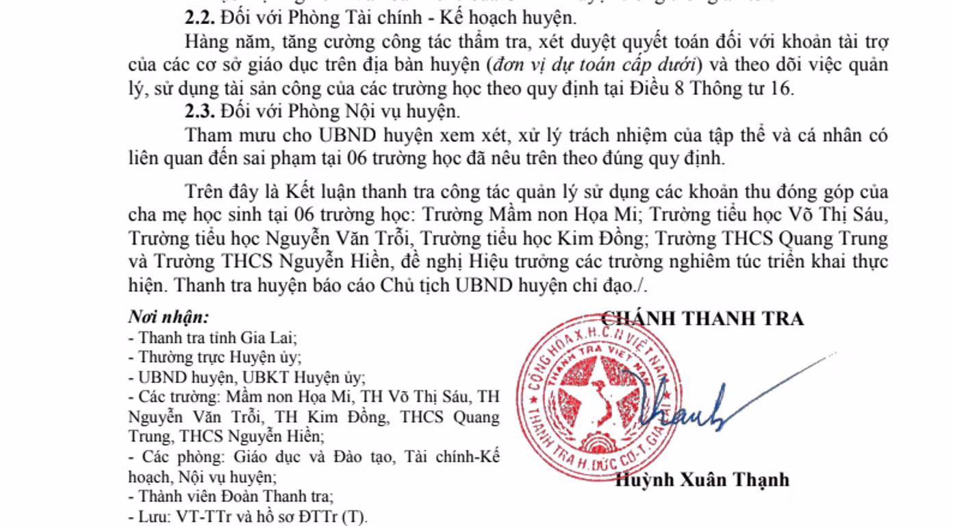 Cơ quan Thanh tra đã chỉ ra nhiều khoản thu chi sai quy định liên quan đến các khoản đóng góp của phụ huynh tại nhiều trường học. Ảnh: MT Cơ quan Thanh tra đã chỉ ra nhiều khoản thu chi sai quy định liên quan đến các khoản đóng góp của phụ huynh tại nhiều trường học. Ảnh: MT