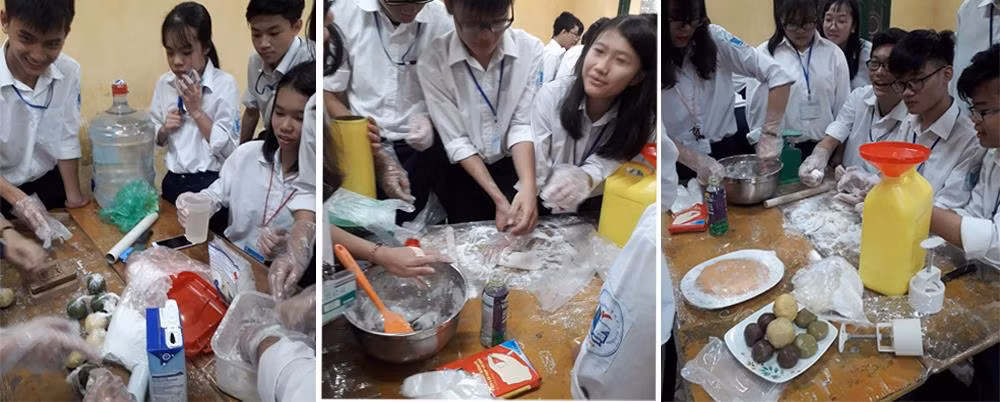 Những giờ học thực hành ở trên lớp khiến cho học sinh cảm thấy thích thú, không còn áp lực. Ảnh: Cô Ngọc cung cấp.