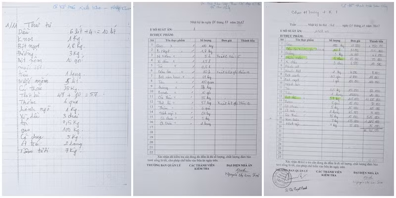 Nhật ký bữa ăn bán trú người tiền nhiệm của bà Oanh lập có sự giám sát của nhiều người. Nhật ký bữa ăn bán trú người tiền nhiệm của bà Oanh lập có sự giám sát của nhiều người.