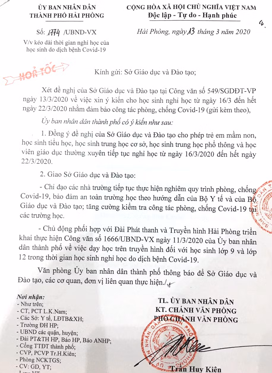 Hải Phòng tiếp tục cho học sinh các cấp nghỉ học để phòng, chống dịch Covid-19 (Ảnh: LT) Hải Phòng tiếp tục cho học sinh các cấp nghỉ học để phòng, chống dịch Covid-19 (Ảnh: LT)