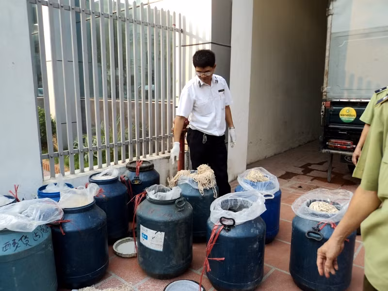 Ông Lê Mạnh Hùng - Đội trưởng Đội Quản lý thị trưởng số 11 cho biết:“Địa điểm bắt được số hàng này là ở Ga Hà Nội. Số hàng này được vận chuyển từ Lạng Sơn về. Số hàng này đã được sơ chế và ướp muối cùng với hóa chất”. Cũng theo ông Hùng số hàng này được vận chuyển về Hà Nội dùng vào mục đích là làm vỏ lạp sườn. Theo quan sát của Phóng viên Báo Giáo dục Việt Nam, số lòng lợn này được chứa trong các túi nilon và được nén chặt trong 15 thùng nhựa...
