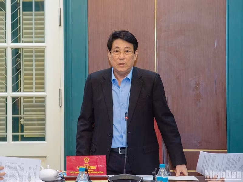 Chủ tịch nước Lương Cường phát biểu chỉ đạo tại buổi làm việc.