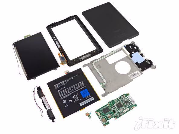 Toàn bộ linh kiện của Kindle Fire. Toàn bộ linh kiện của Kindle Fire.