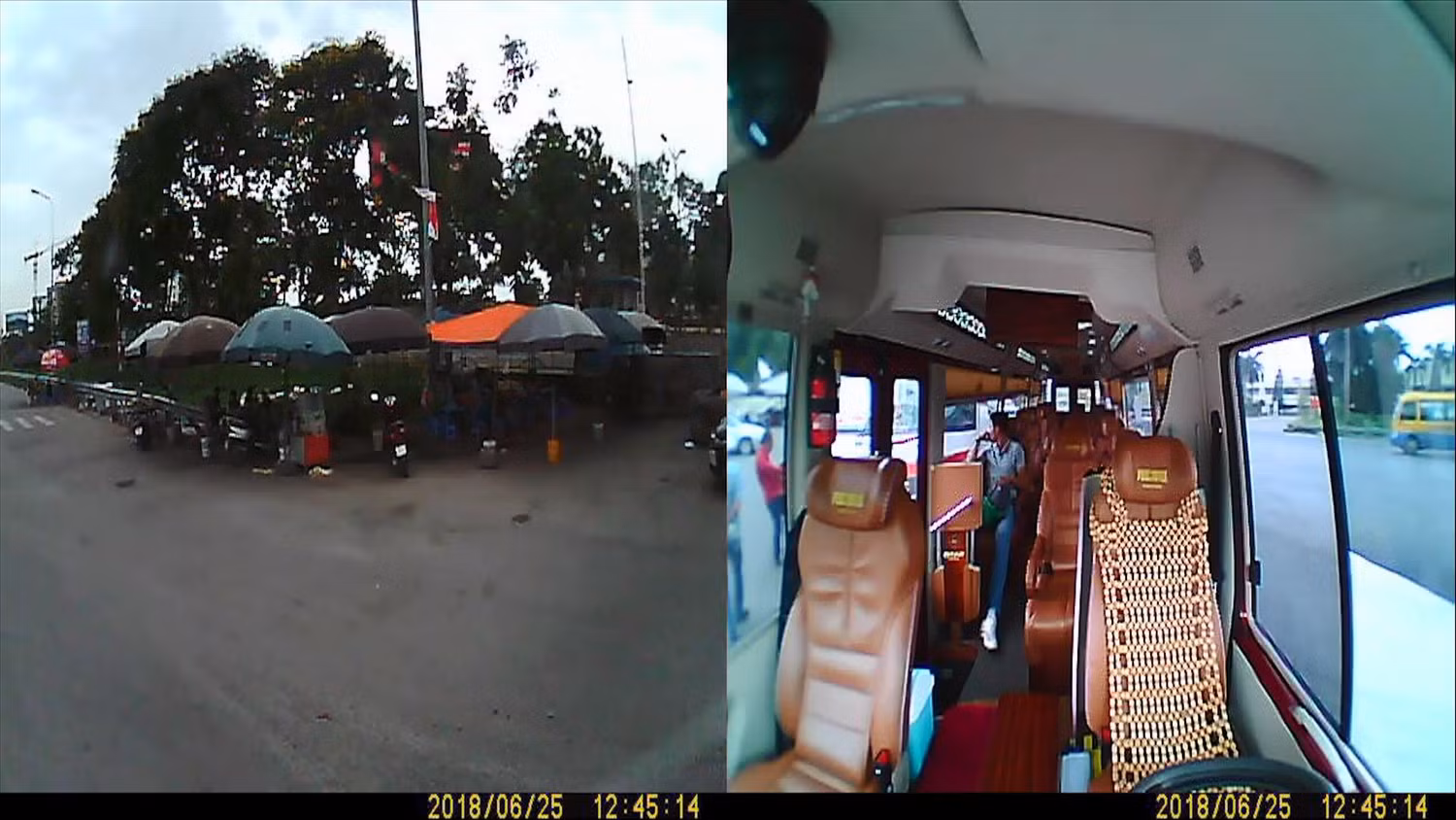 Lái xe Hoan (áo đỏ) bị lái xe và phụ xe Kumho hành hung (Ảnh cắt từ clip). Lái xe Hoan (áo đỏ) bị lái xe và phụ xe Kumho hành hung (Ảnh cắt từ clip).