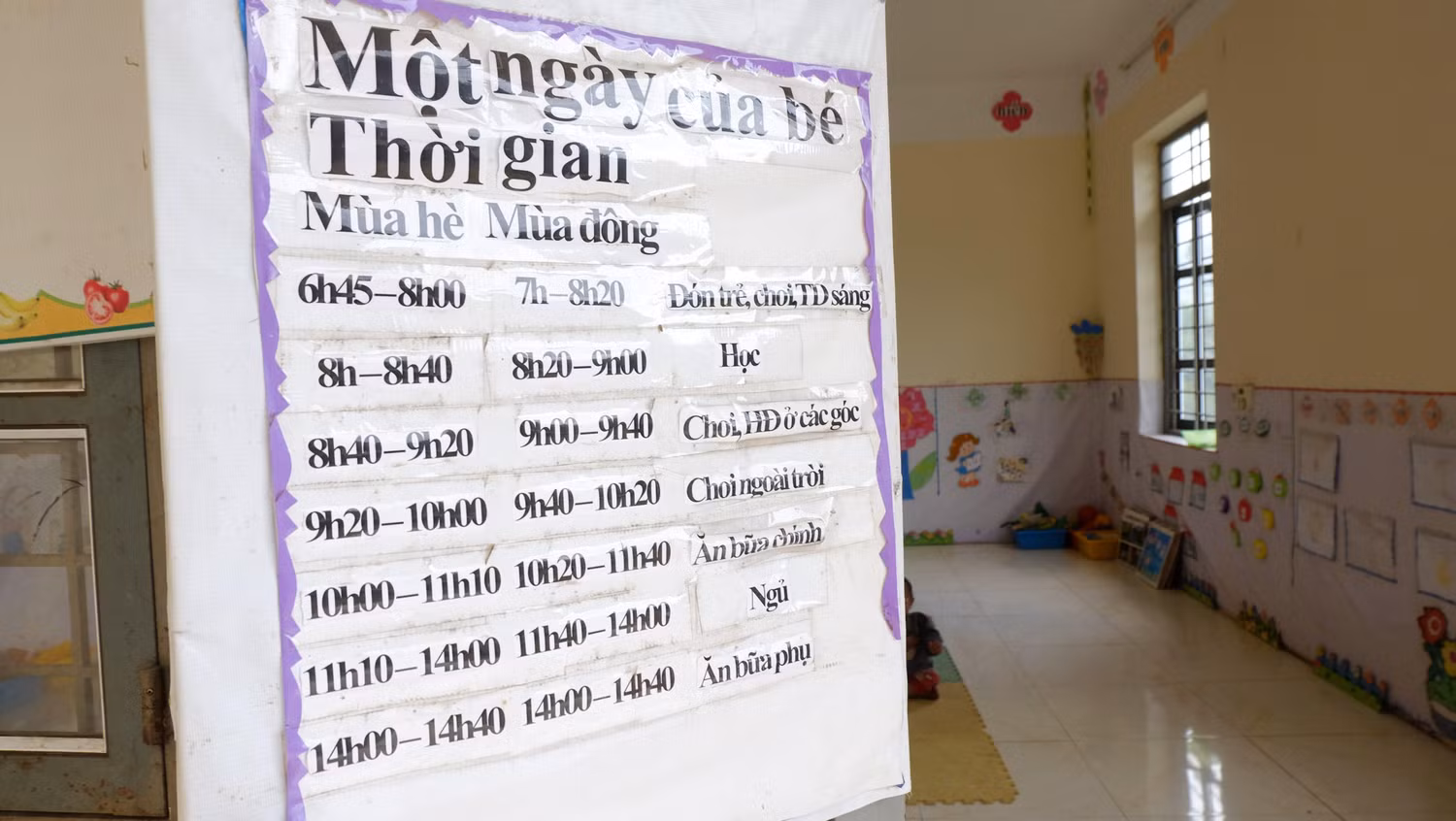Thời gian biểu đầy đủ của lớp học vùng cao. Ảnh: LC