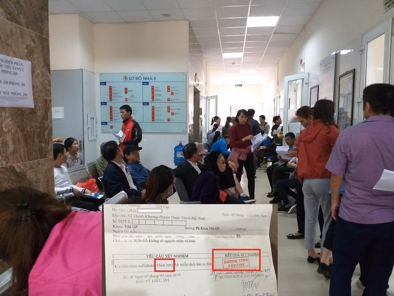 Ngày 20/3, nhiều gia đình đến từ Bắc Ninh đến Viện Sốt rét - Ký sinh trùng – Côn trùng Trung ương làm xét nghiệm tìm sán lợn gạo. Trong đó, có gia đình đến làm xét nghiệm lại. Ảnh: NVCC. Ngày 20/3, nhiều gia đình đến từ Bắc Ninh đến Viện Sốt rét - Ký sinh trùng – Côn trùng Trung ương làm xét nghiệm tìm sán lợn gạo. Trong đó, có gia đình đến làm xét nghiệm lại. Ảnh: NVCC.