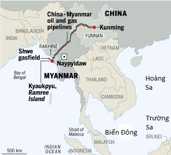 Dự án đường ống dẫn khí và đường sắt nối Côn Minh tỉnh Vân Nam, Trung Quốc với Kyaukphyu của Myanmar. Dự án đường ống dẫn khí và đường sắt nối Côn Minh tỉnh Vân Nam, Trung Quốc với Kyaukphyu của Myanmar.