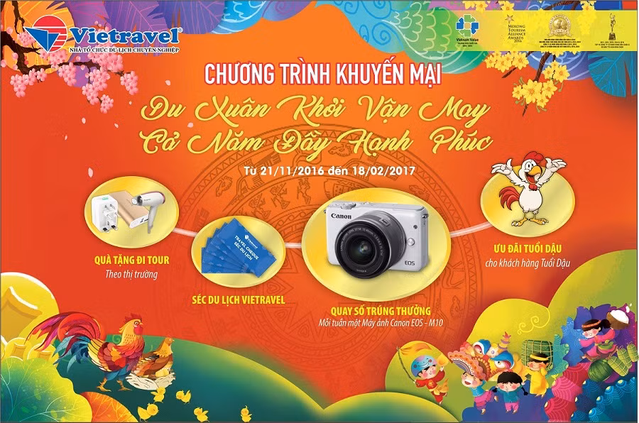 Vietravel triển khai chương trình khuyến mại tri ân khách hàng với rất nhiều phần quà có giá trị. Chương trình khuyến mại diễn ra từ ngày 21/11/2016 đến 18/02/2017. ảnh: viettravel.