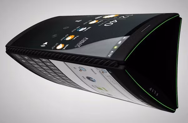 10. Điện thoại Android “Flip Phone” ba màn hình cảm ứng Nhà thiết kế Kristian Ulrich Larsen đã đạt được bước tiến mới khi sáng tạo ra smartphone cho tương lai mang tên Flip Phone. Sử dụng hệ điều hành Android OS, Flip Phone gồm ba màn hình cảm ứng Super AMOLED hiển thị ghép thành ống tam giác rỗng và có vỏ làm bằng chất liệu nhôm.