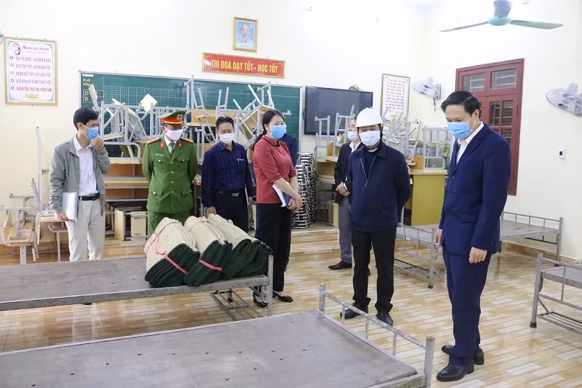 Trường tiểu học thị trấn Núi Đối (huyện Kiến Thụy, Hải Phòng) thực hiện tốt công tác phòng, chống dịch Covid-19 (Ảnh: CTV)