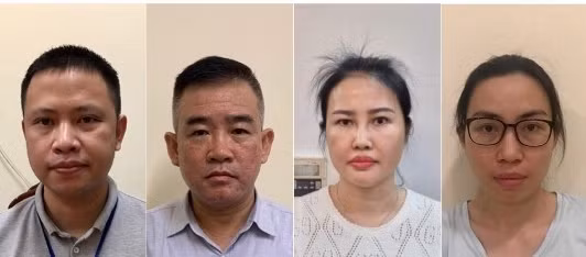 Các bị can (Từ trái qua phải) Trần Ngọc Thắng, Vũ Ngọc Minh, Hoàng Thị Thúy Nga, Trần Thị Thanh Xuân. Ảnh: mps.gov.vn. Các bị can (Từ trái qua phải) Trần Ngọc Thắng, Vũ Ngọc Minh, Hoàng Thị Thúy Nga, Trần Thị Thanh Xuân. Ảnh: mps.gov.vn.