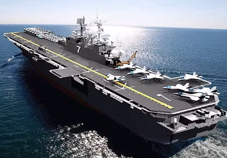 “America” có thể mang theo 38 máy bay các loại, trong đó có ít nhất 10 chiếc F-35B.