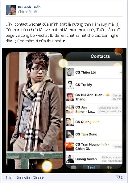 Bùi Anh Tuấn cũng quảng bá cho WeChat! Bùi Anh Tuấn cũng quảng bá cho WeChat!