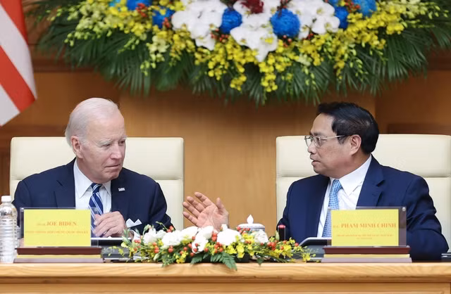 Thủ tướng Phạm Minh Chính: Quan hệ Đối tác chiến lược toàn diện Việt Nam - Hoa Kỳ thể hiện tư duy mới, tầm nhìn mới, động lực mới; tạo nên sức mạnh mới, giá trị mới. Ảnh: VGP/Nhật Bắc