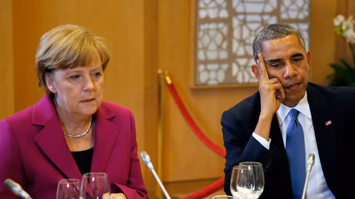 Tổng thống Mỹ Barack Obama (phải) và Thủ tướng Đức Angela Merkel. Ảnh RT/Reuters.