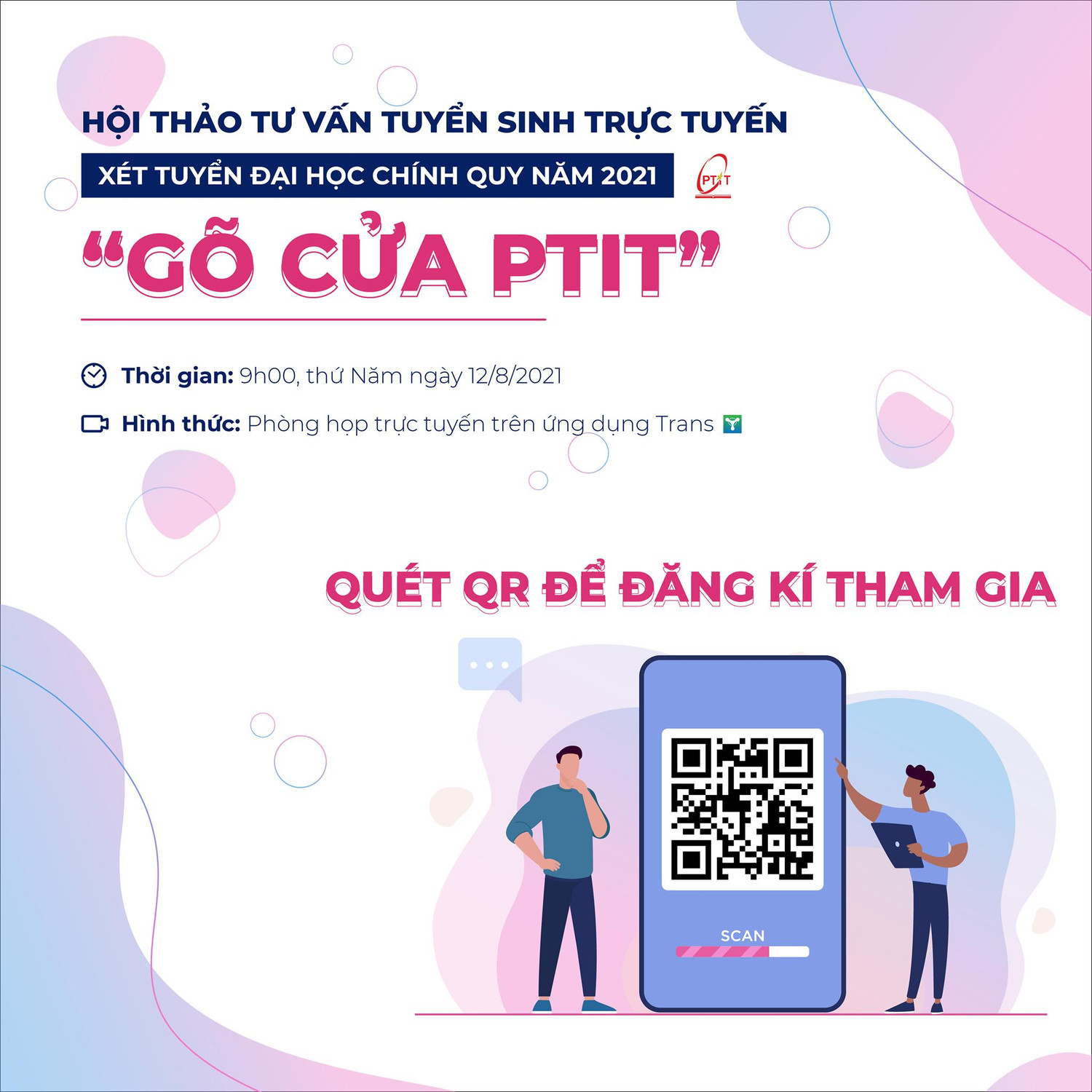 Hội thảo tư vấn tuyển sinh trực tuyến “ Gõ cửa PTIT” ( Ảnh: Học viện Công nghệ Bưu chính Viễn thông)