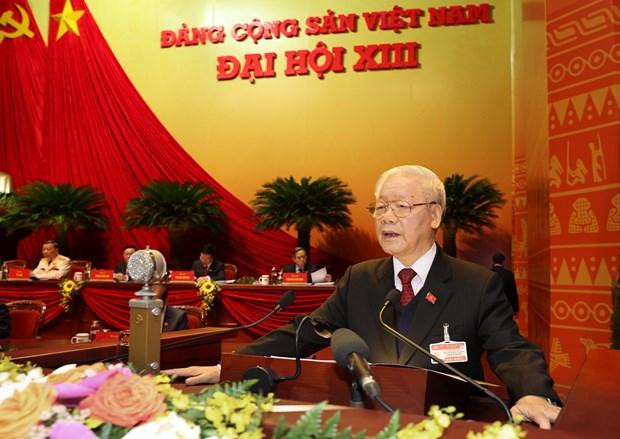 Đồng chí Nguyễn Phú Trọng, Tổng Bí thư Ban Chấp hành Trung ương Đảng, Chủ tịch nước CHXHCN Việt Nam đọc Báo cáo chính trị của Ban Chấp hành Trung ương Đảng khóa XII và các văn kiện trình Đại hội. (Ảnh: TTXVN) Đồng chí Nguyễn Phú Trọng, Tổng Bí thư Ban Chấp hành Trung ương Đảng, Chủ tịch nước CHXHCN Việt Nam đọc Báo cáo chính trị của Ban Chấp hành Trung ương Đảng khóa XII và các văn kiện trình Đại hội. (Ảnh: TTXVN)