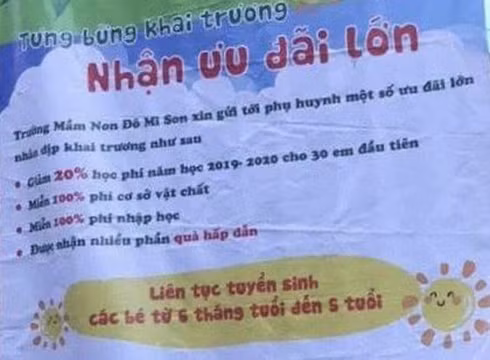 Băng rôn quảng cáo tuyển sinh của Trường Đô Mi Son ở quận Bình Tân (ảnh minh họa: CTV)