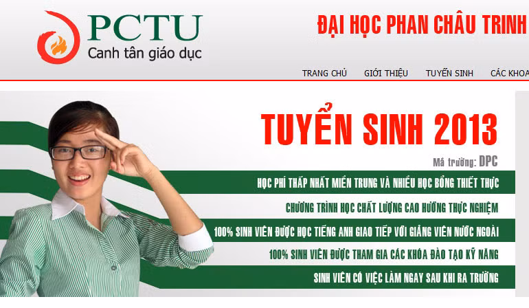 Website Trường ĐH Phan Châu Trinh.