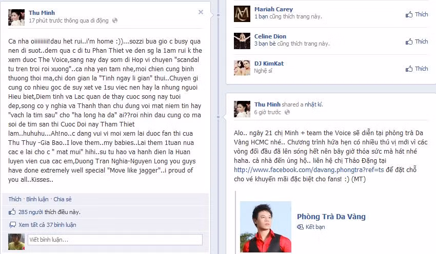 Ảnh chụp từ Facebook Thu Minh Ảnh chụp từ Facebook Thu Minh