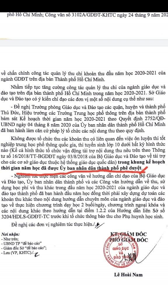 Trích văn bản 267 do Sở Giáo dục và Đào tạo Thành phố Hồ Chí Minh ban hành ngày 26/1/2021 (ảnh: P.L)